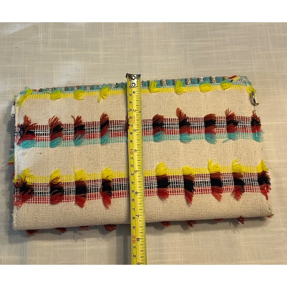 America & Beyond Beaded Boho Fringe Clutch Crossbody Bag Multi Color A472435